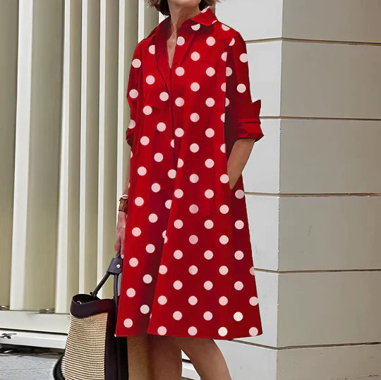 Lässiges Hemdblusenkleid mit floralen Akzenten und Taschen – A-Linien Sommerkleid für Alltag, Urlaub & Büro