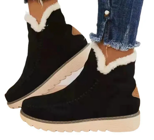 Lässige Flache Wildleder Stiefeletten mit Fell für Damen | Ideal für Alltag