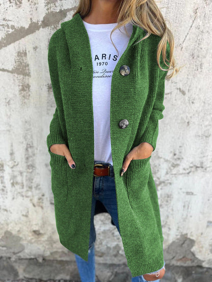 Mayme - Langer Strickcardigan mit Kapuze