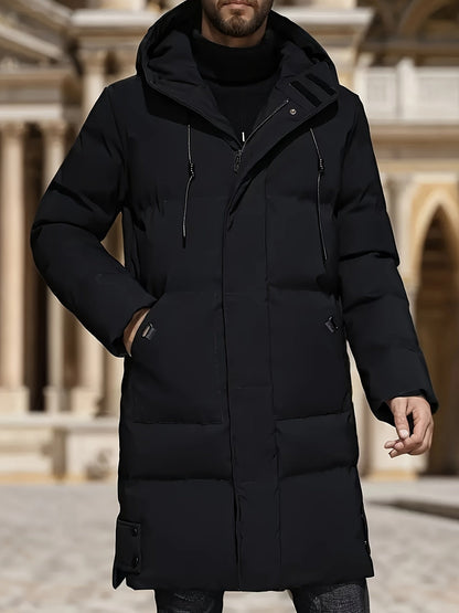 Lässige Gepolsterte Schwarze Winterjacke Mit Kapuze Für Herren | Perfekt für Outdoor-Aktivitäten