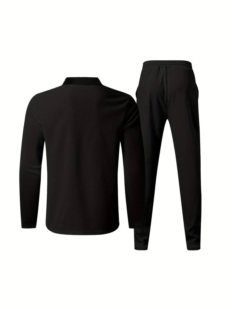 Zweiteiliges Herren Outfit Set – Modisches Freizeit- & Trainingsanzug Set mit Stehkragen