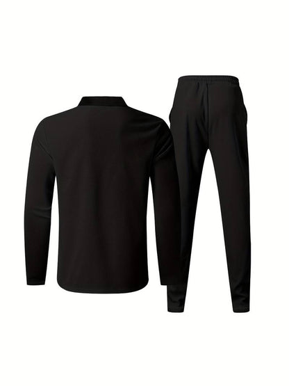 Zweiteiliges Herren Outfit Set – Modisches Freizeit- & Trainingsanzug Set mit Stehkragen