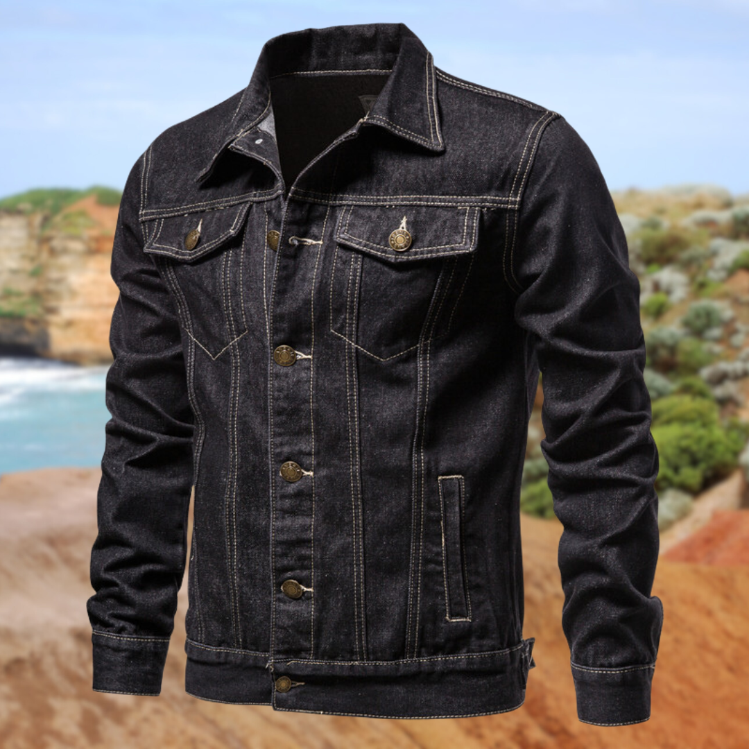Herren Jeansjacke mit Kontrastnähten und Knopfverschluss – Robuster Streetstyle Klassiker für Alltag und Freizeit