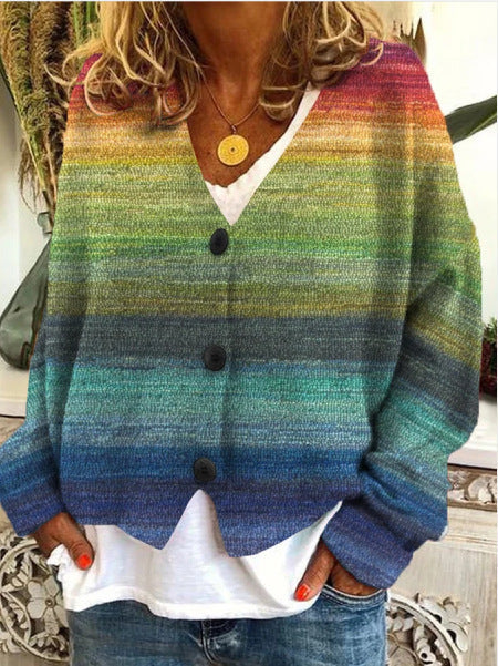 Strick-Cardigan mit Wellenmuster & Knopfleiste – Boho Style für lässige Looks