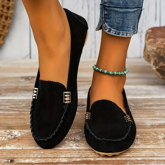 Bequeme Damen Mokassins – Slipper mit Ziernähten & weicher Sohle