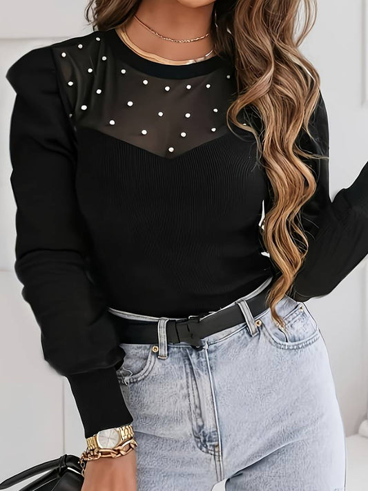 Langarm Bluse Mit Tupfen Für Frauen
