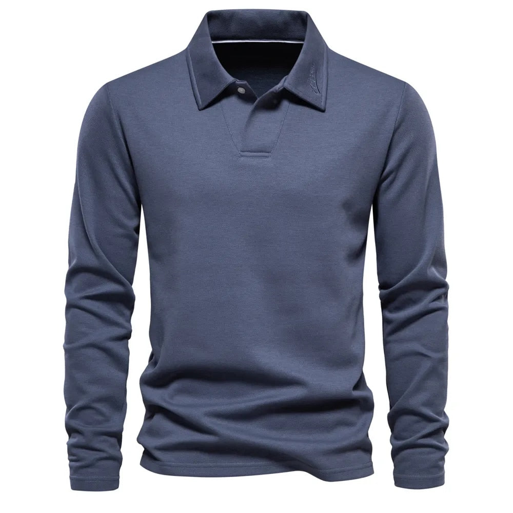 Langarm Poloshirt für Herren mit klassischem Kragen und stilvollem Schnitt – perfekt für Freizeit, Büro und Alltag
