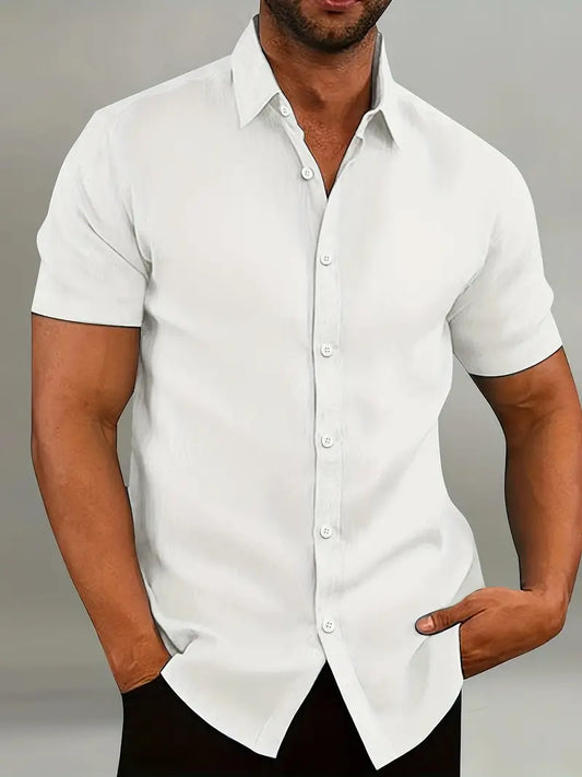 Kurzarm Herrenhemd mit Knopfleiste – Slim Fit Sommerhemd mit Kragen – Klassisches Freizeithemd für Alltag, Büro & Urlaub