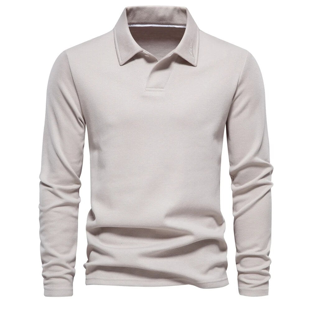 Langarm Poloshirt für Herren mit klassischem Kragen und stilvollem Schnitt – perfekt für Freizeit, Büro und Alltag