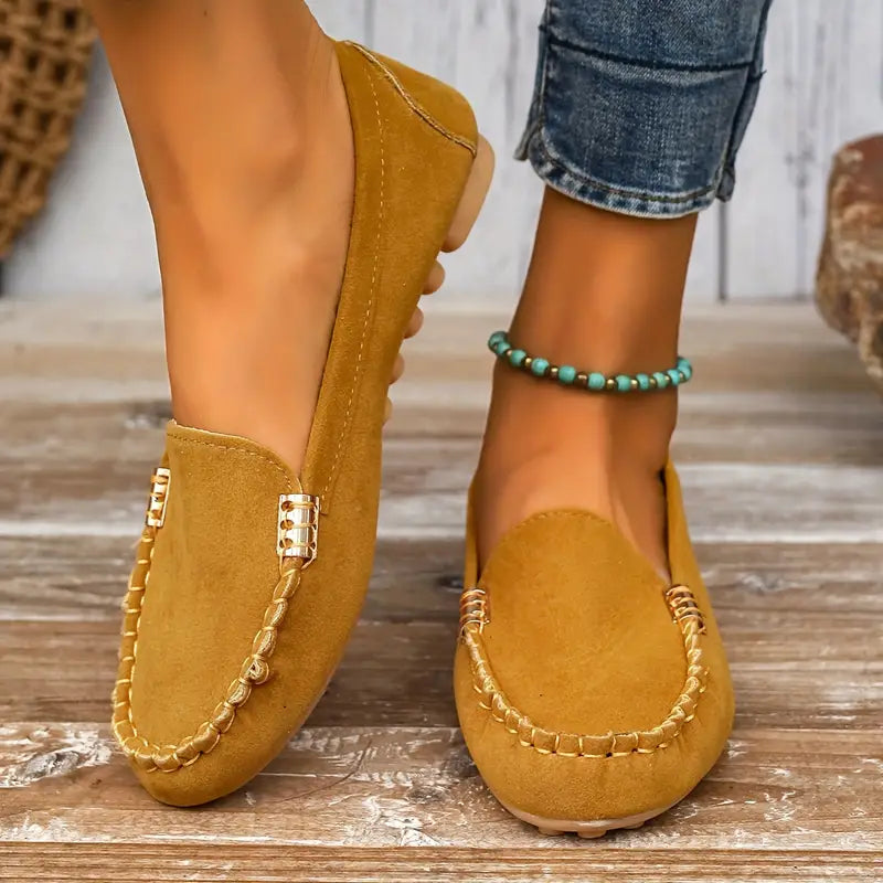 Bequeme Damen Mokassins – Slipper mit Ziernähten & weicher Sohle