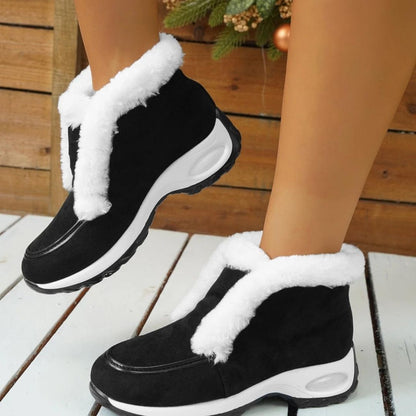 Lässige Suède-Stiefeletten mit Kunstfell für Damen | Ideal für Herbst/Winter