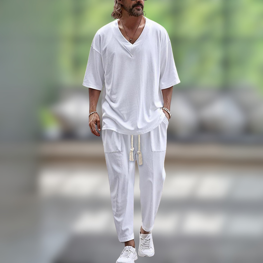 Herrenhemd und Hose Leinenanzug | Baggy Kleidung