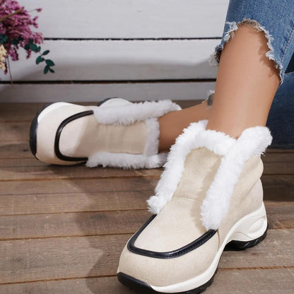 Lässige Suède-Stiefeletten mit Kunstfell für Damen | Ideal für Herbst/Winter
