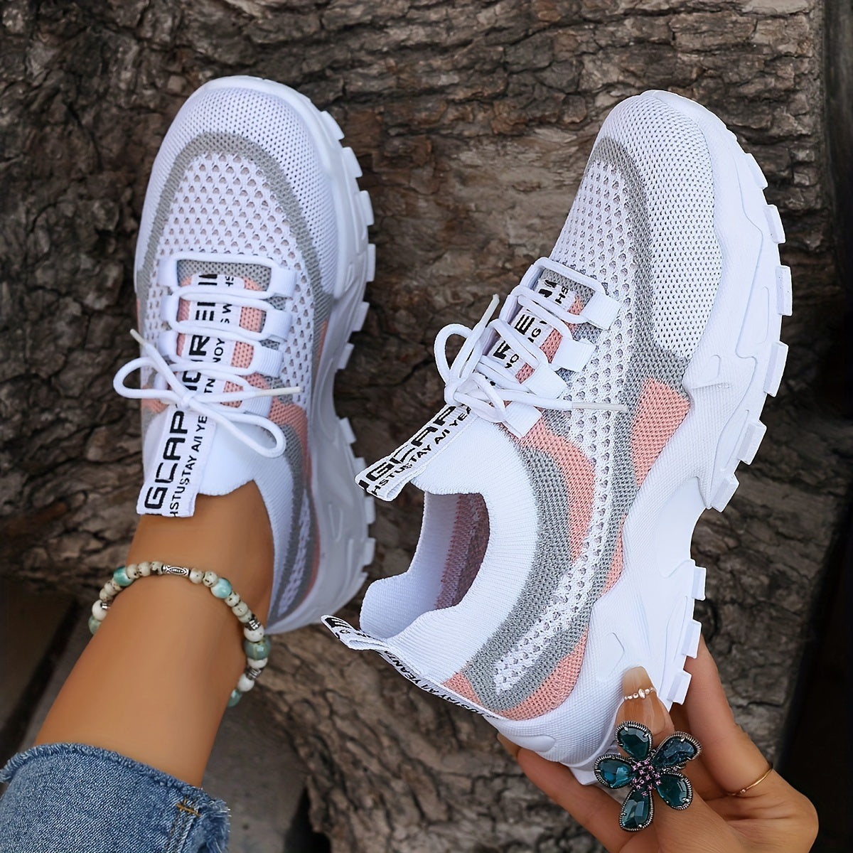 Elegante Colorblock Strick-Sneakers für Damen | Ideal für den Alltag