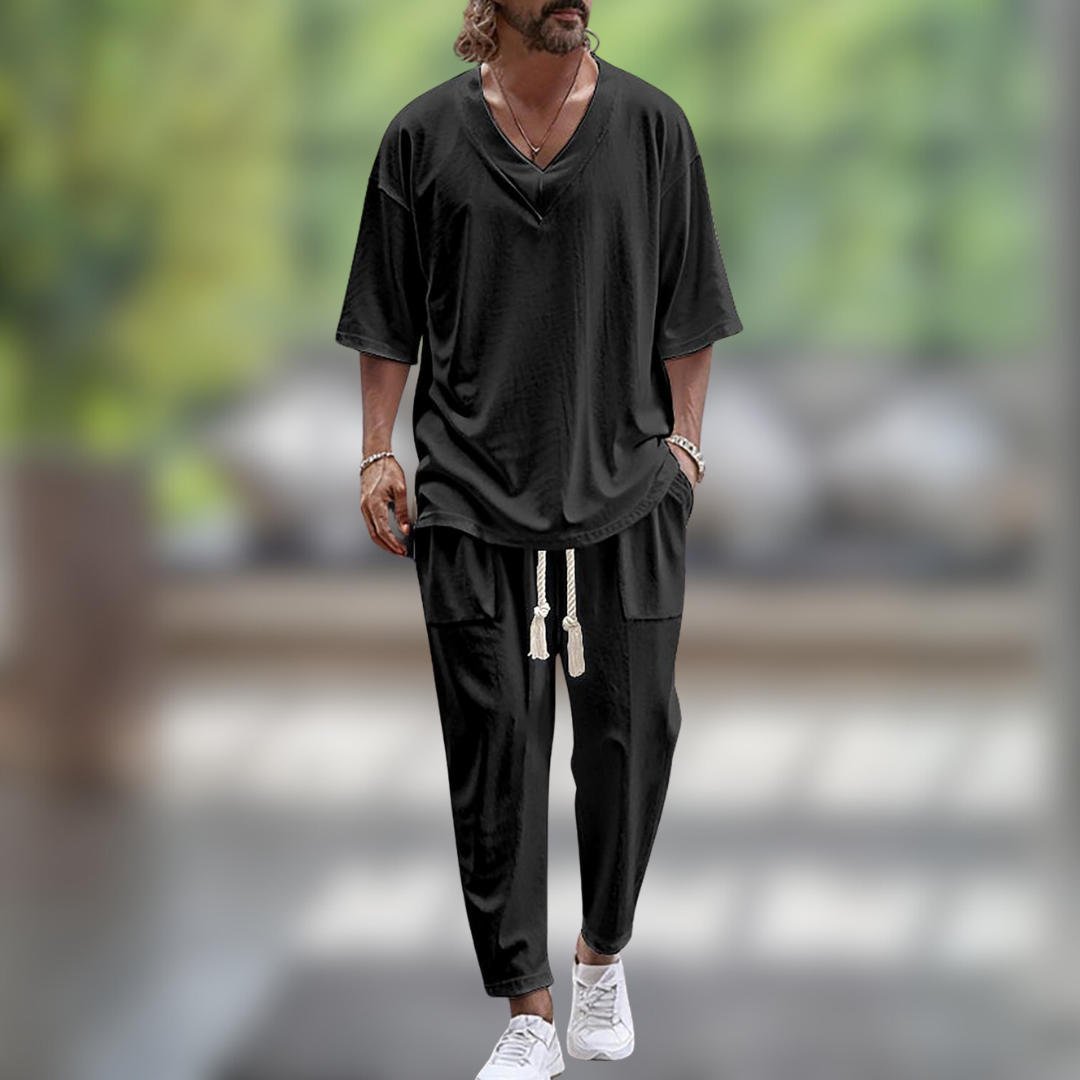 Herrenhemd und Hose Leinenanzug | Baggy Kleidung
