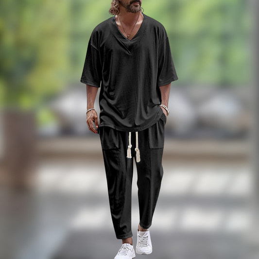 Herrenhemd und Hose Leinenanzug | Baggy Kleidung