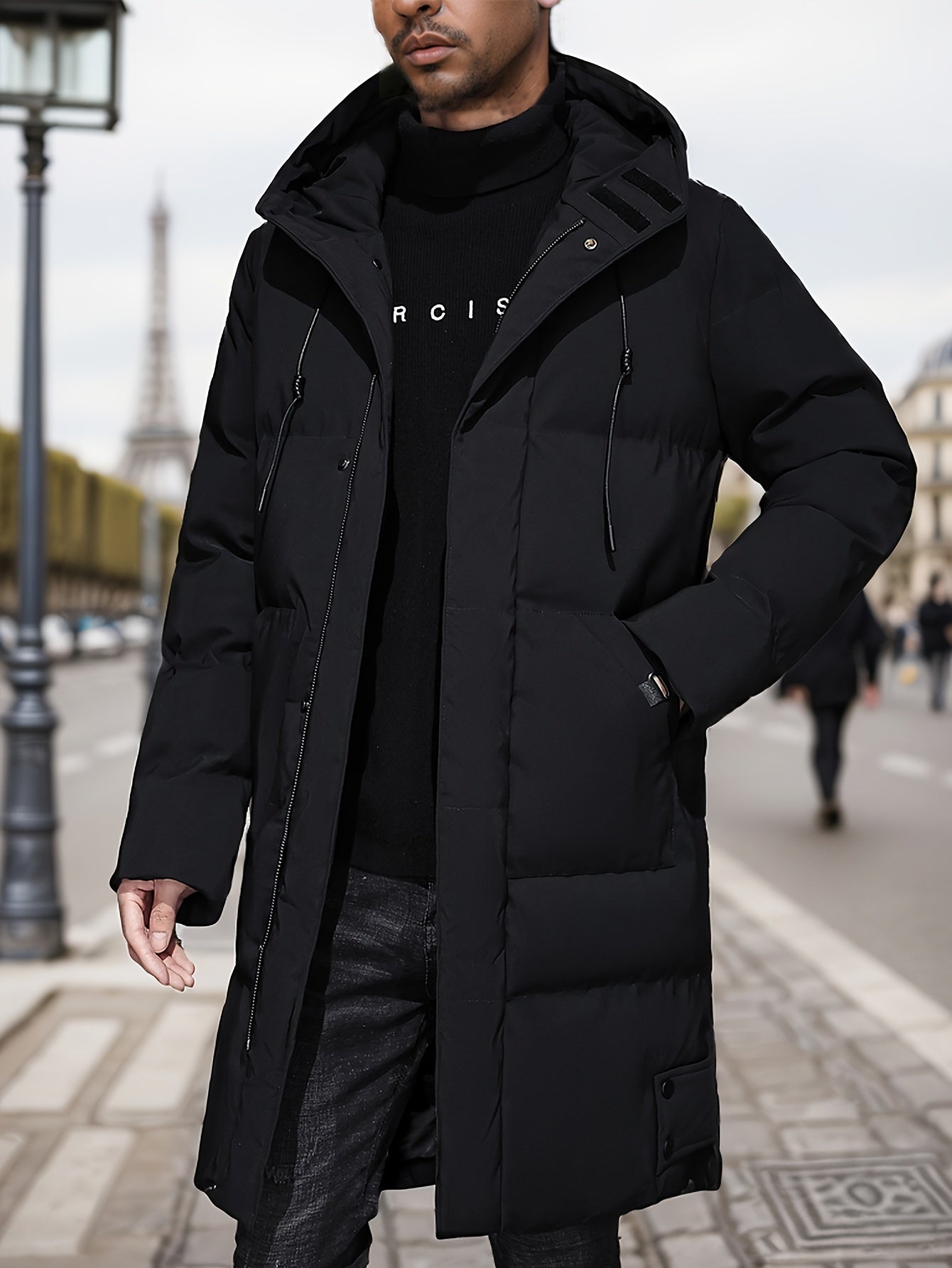Lässige Gepolsterte Schwarze Winterjacke Mit Kapuze Für Herren | Perfekt für Outdoor-Aktivitäten