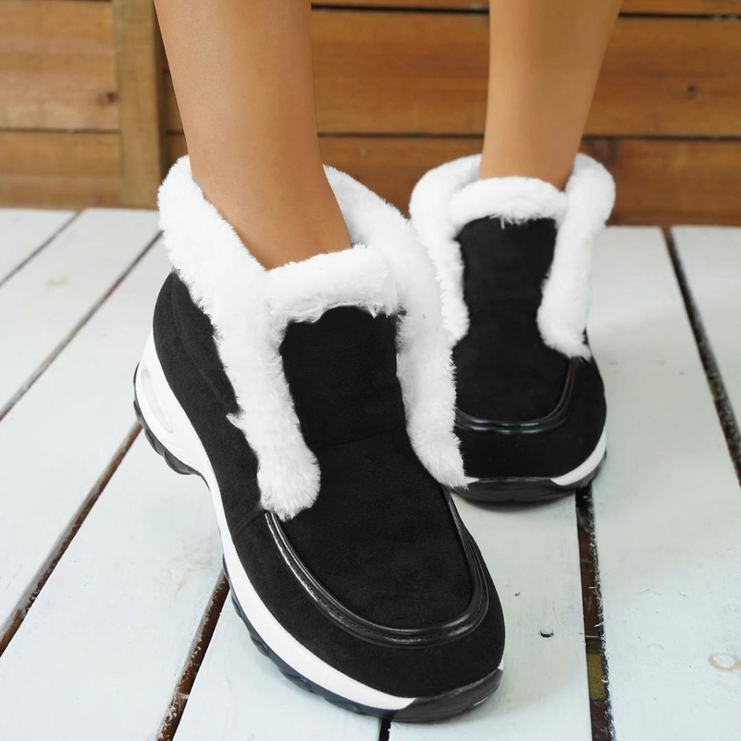 Lässige Suède-Stiefeletten mit Kunstfell für Damen | Ideal für Herbst/Winter