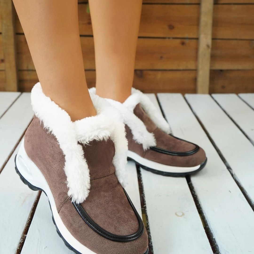 Lässige Suède-Stiefeletten mit Kunstfell für Damen | Ideal für Herbst/Winter