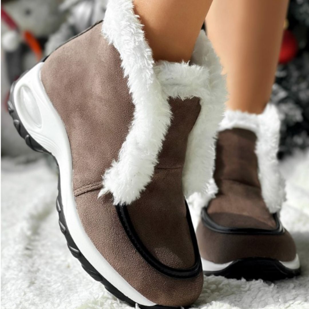 Lässige Suède-Stiefeletten mit Kunstfell für Damen | Ideal für Herbst/Winter