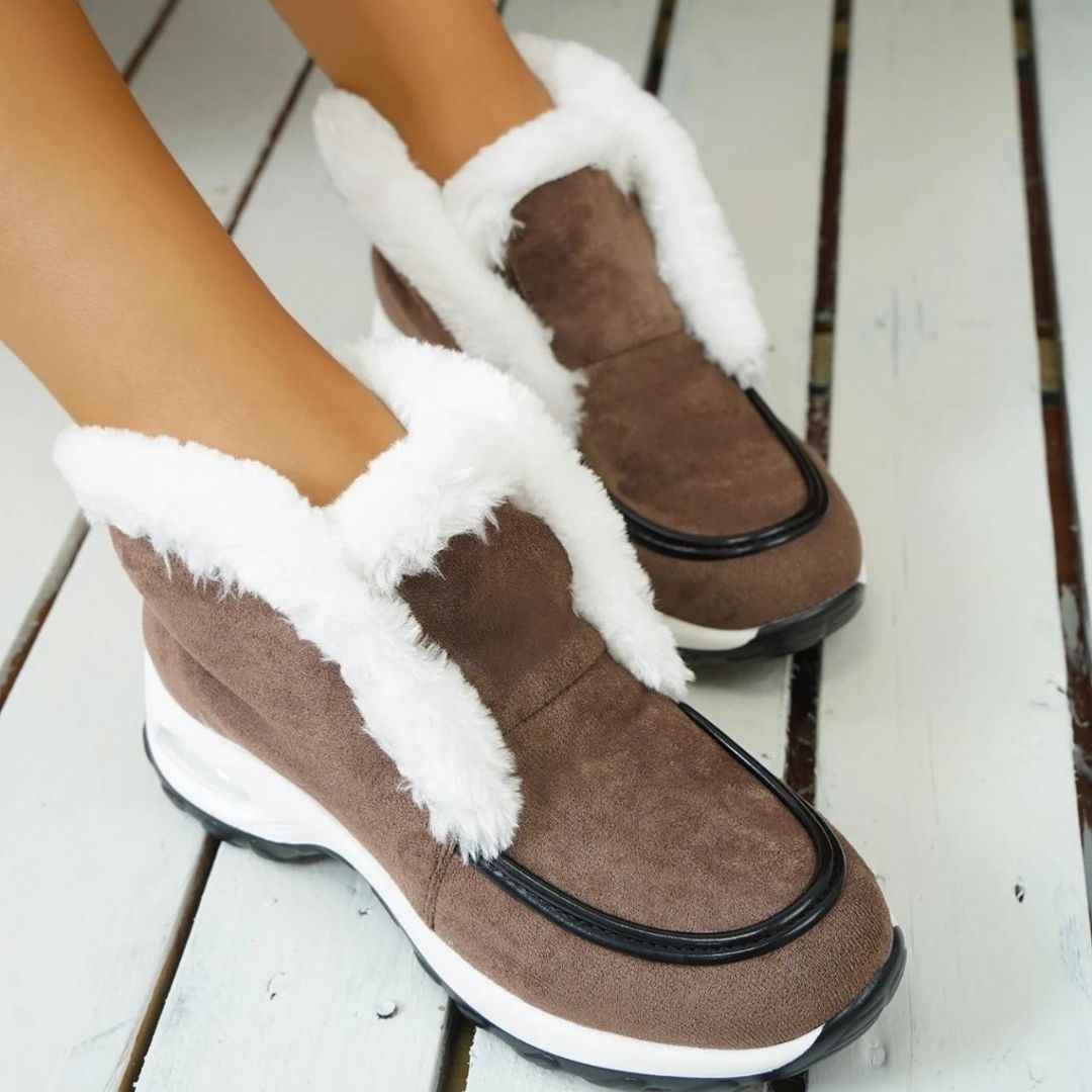 Lässige Suède-Stiefeletten mit Kunstfell für Damen | Ideal für Herbst/Winter