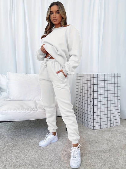 Zweiteiliges Damen-Sweat-Set – Oversized Pullover & Jogginghose in Pink für Lounge & Streetstyle