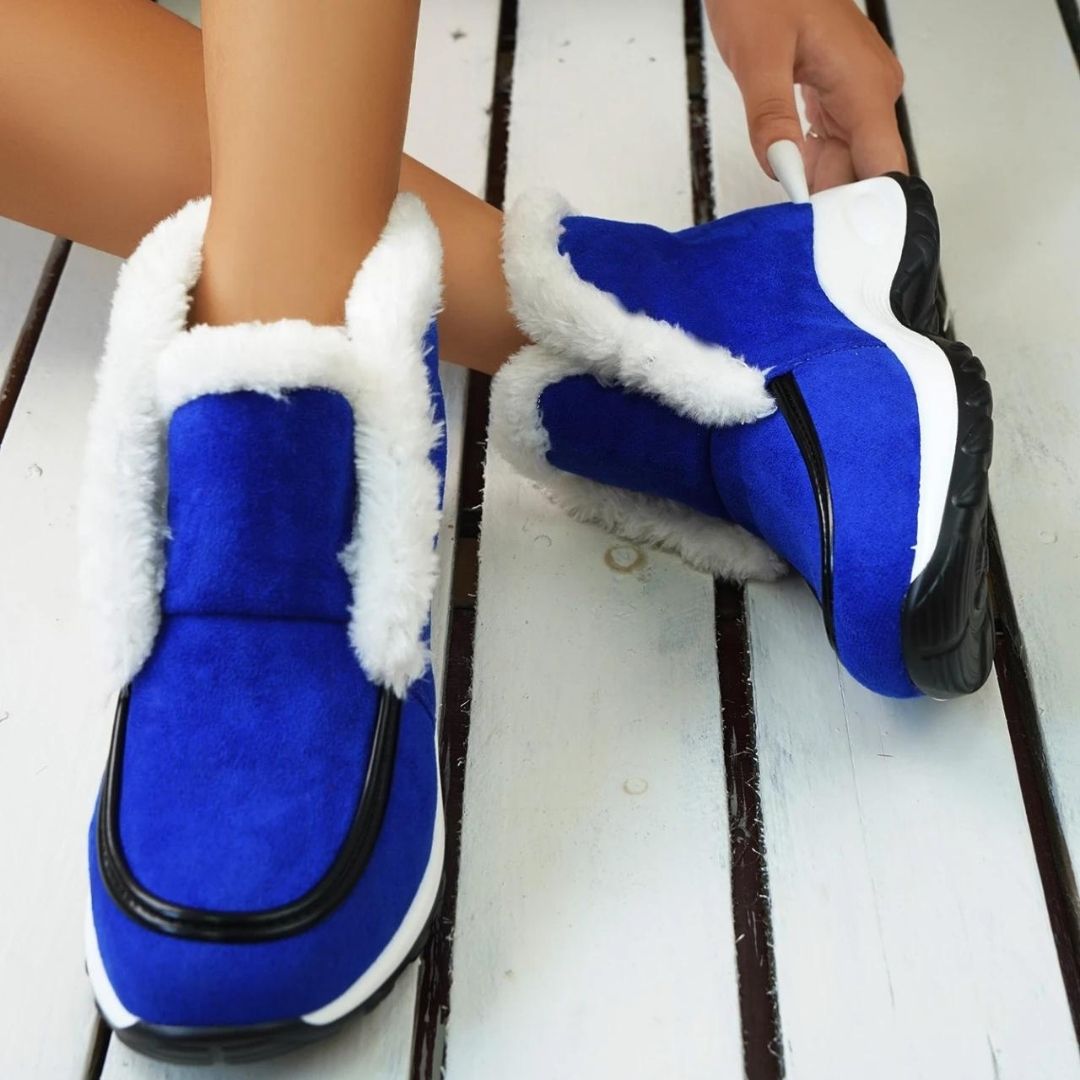 Lässige Suède-Stiefeletten mit Kunstfell für Damen | Ideal für Herbst/Winter