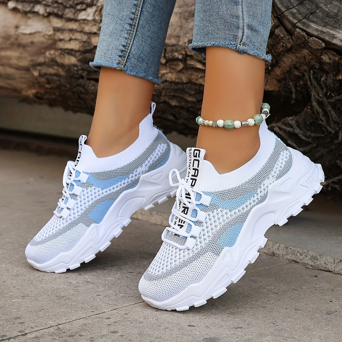 Elegante Colorblock Strick-Sneakers für Damen | Ideal für den Alltag