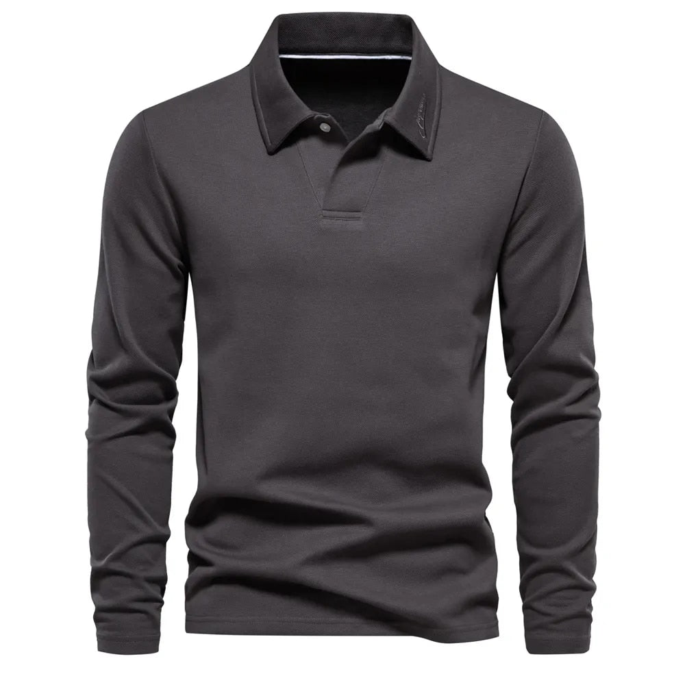 Langarm Poloshirt für Herren mit klassischem Kragen und stilvollem Schnitt – perfekt für Freizeit, Büro und Alltag