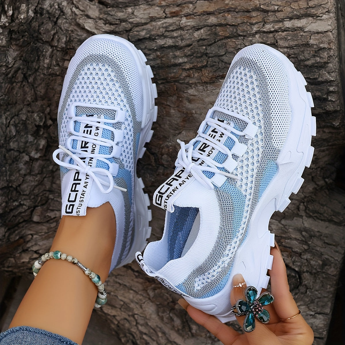 Elegante Colorblock Strick-Sneakers für Damen | Ideal für den Alltag