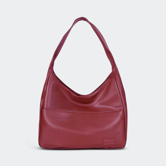 Minimalistische Schultertasche aus veganem Leder – Retro Hobo Bag für Damen