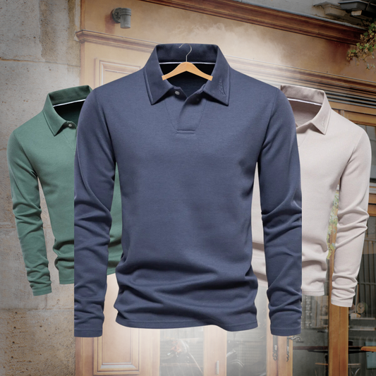 Langarm Poloshirt für Herren mit klassischem Kragen und stilvollem Schnitt – perfekt für Freizeit, Büro und Alltag