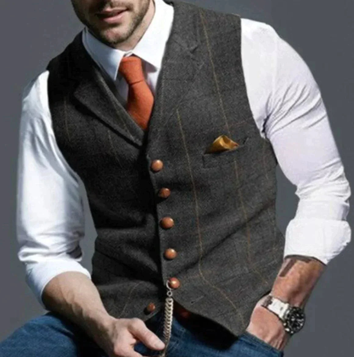 Mateo - stilvolle elegante karierte Weste für Männer