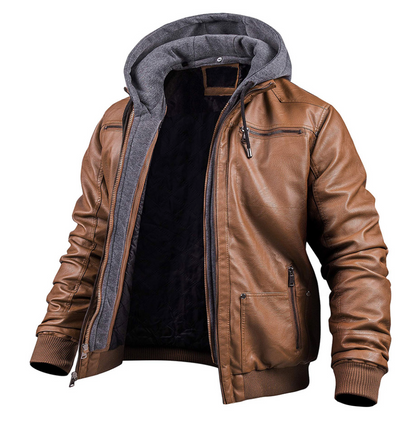 BENJAMIN - Stilvolle Premium Leder Winter Jacke mit Kapuze