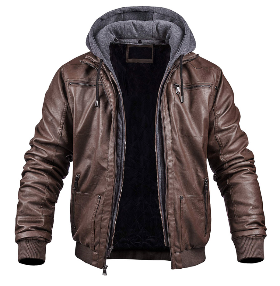 BENJAMIN - Stilvolle Premium Leder Winter Jacke mit Kapuze