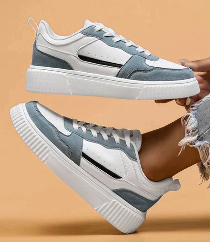 Damen Sneaker mit Plateau-Sohle – Retro Streetstyle Turnschuhe mit Wildleder-Details & Schnürung