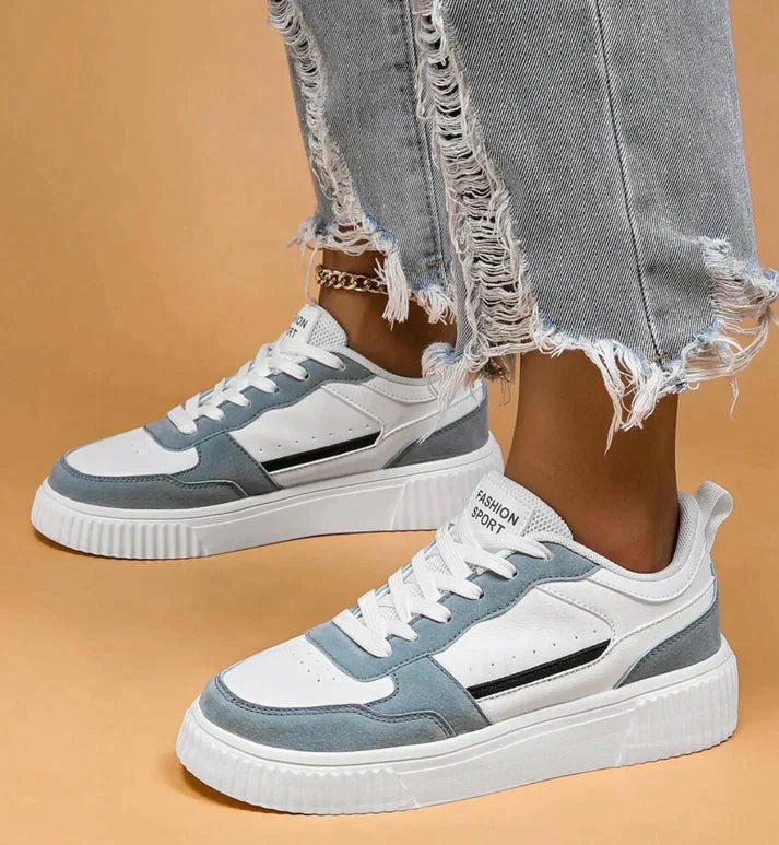Damen Sneaker mit Plateau-Sohle – Retro Streetstyle Turnschuhe mit Wildleder-Details & Schnürung