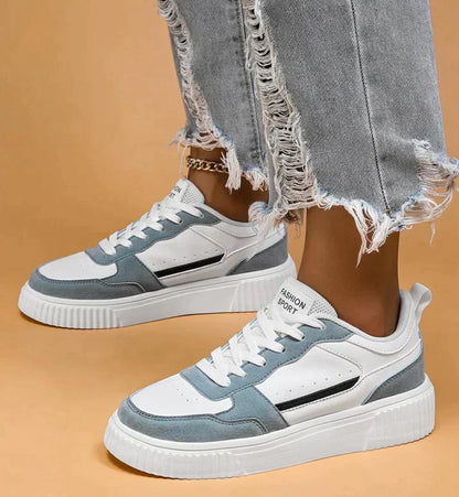 Damen Sneaker mit Plateau-Sohle – Retro Streetstyle Turnschuhe mit Wildleder-Details & Schnürung
