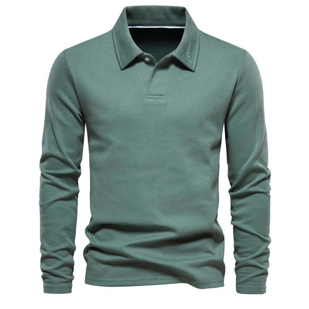 Langarm Poloshirt für Herren mit klassischem Kragen und stilvollem Schnitt – perfekt für Freizeit, Büro und Alltag