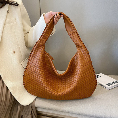 Große Schultertasche mit geflochtener Textur und weichem Hobo-Design – Stylischer Allrounder für Alltag und Reisen