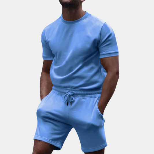2-teiliges Herren Sommer Set – T-Shirt & Shorts mit Kordelzug aus Baumwollmix, Casual & Streetwear Look