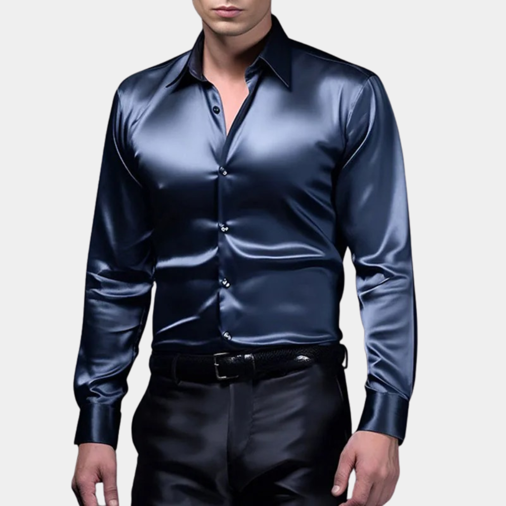 Luxuriöses Herren Hemd aus Satin – Glänzendes Langarmhemd für besondere Anlässe