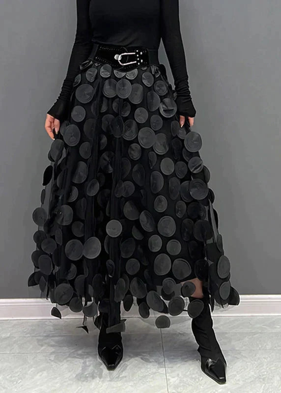 Ausgefallener Maxirock mit 3D-Applikationen & Tüll-Lagen – Statement Rock für Fashion Events, Streetstyle & besondere Anlässe