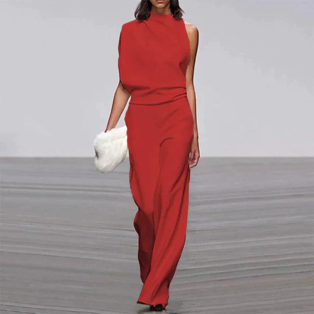 Eleganter Ein-Schulter Jumpsuit – Weit geschnitten mit asymmetrischem Top