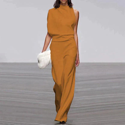 Eleganter Ein-Schulter Jumpsuit – Weit geschnitten mit asymmetrischem Top