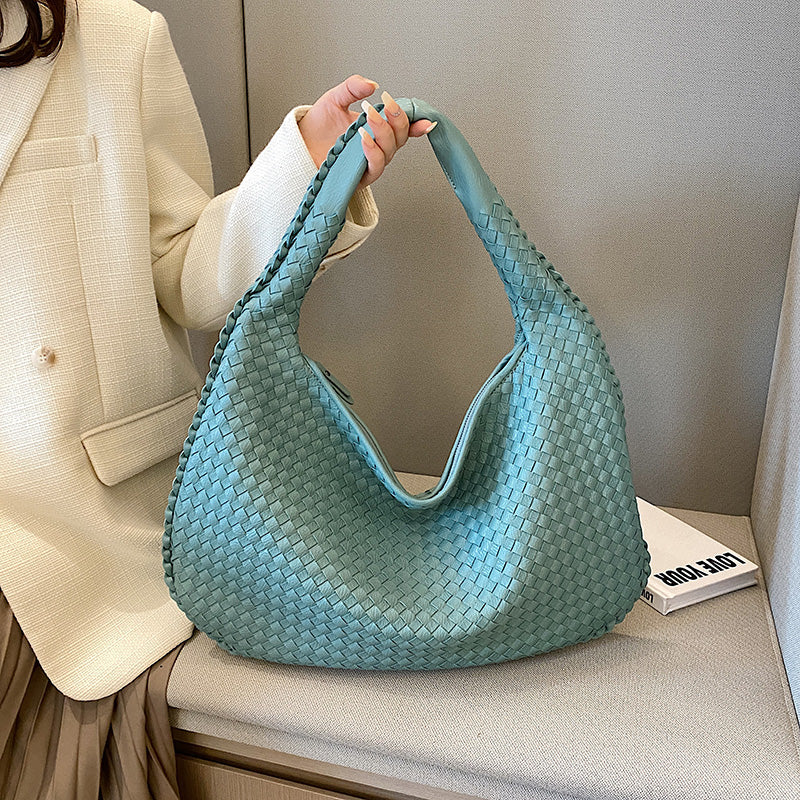 Große Schultertasche mit geflochtener Textur und weichem Hobo-Design – Stylischer Allrounder für Alltag und Reisen