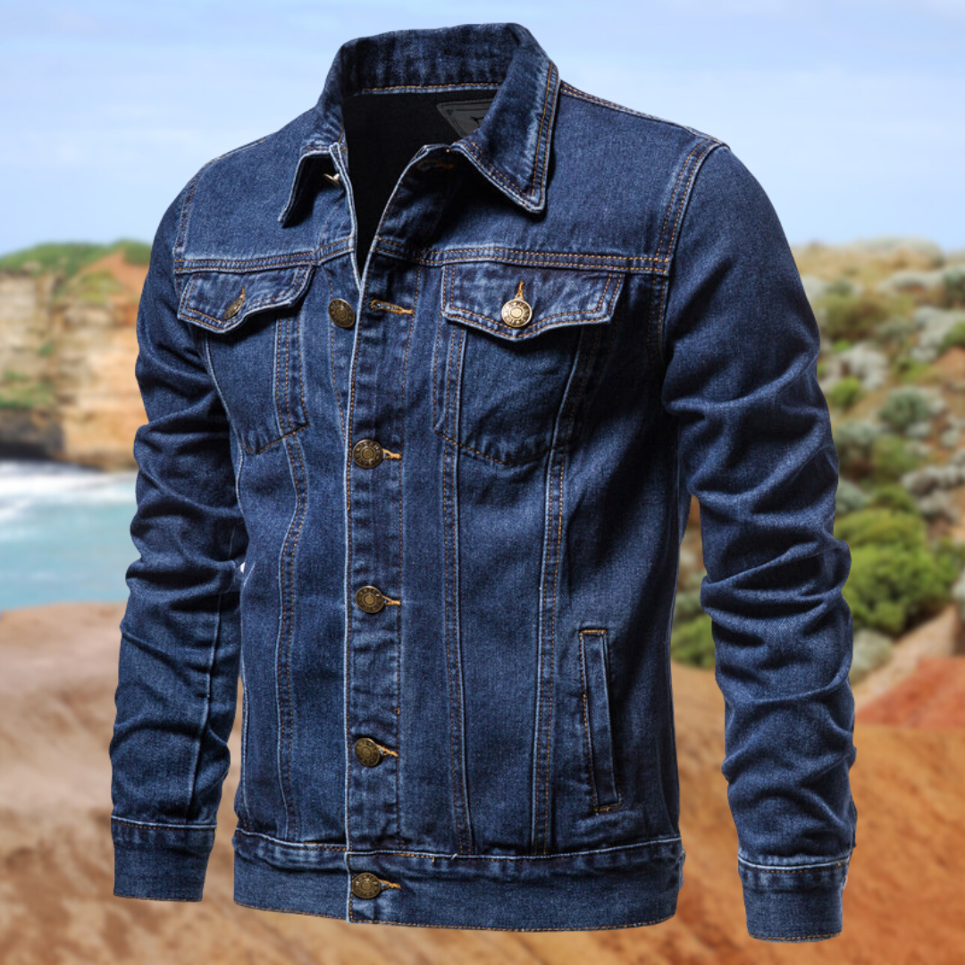 Herren Jeansjacke mit Kontrastnähten und Knopfverschluss – Robuster Streetstyle Klassiker für Alltag und Freizeit