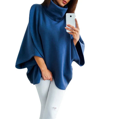 Xenia - poncho-pullover mit rollkragen für damen