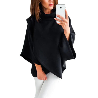 Xenia - poncho-pullover mit rollkragen für damen