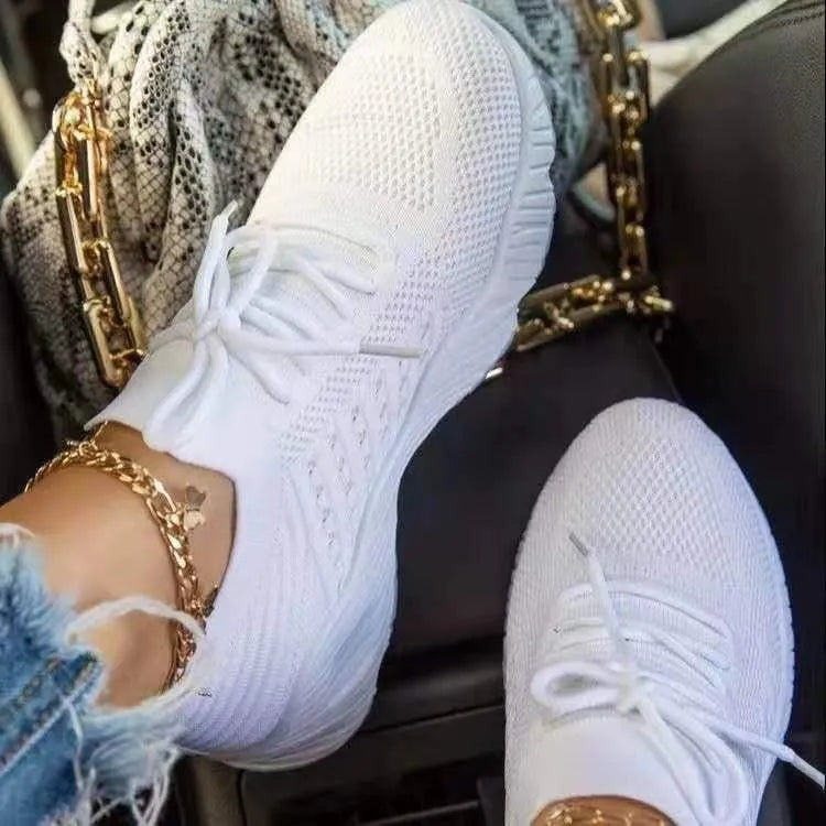 Atmungsaktive Damen Sneaker – Leichte Sportschuhe mit Strick-Obermaterial & Memory-Sohle